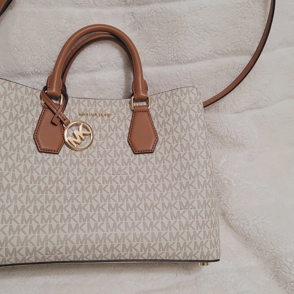 Michael Kors Cream and Brown Satchel